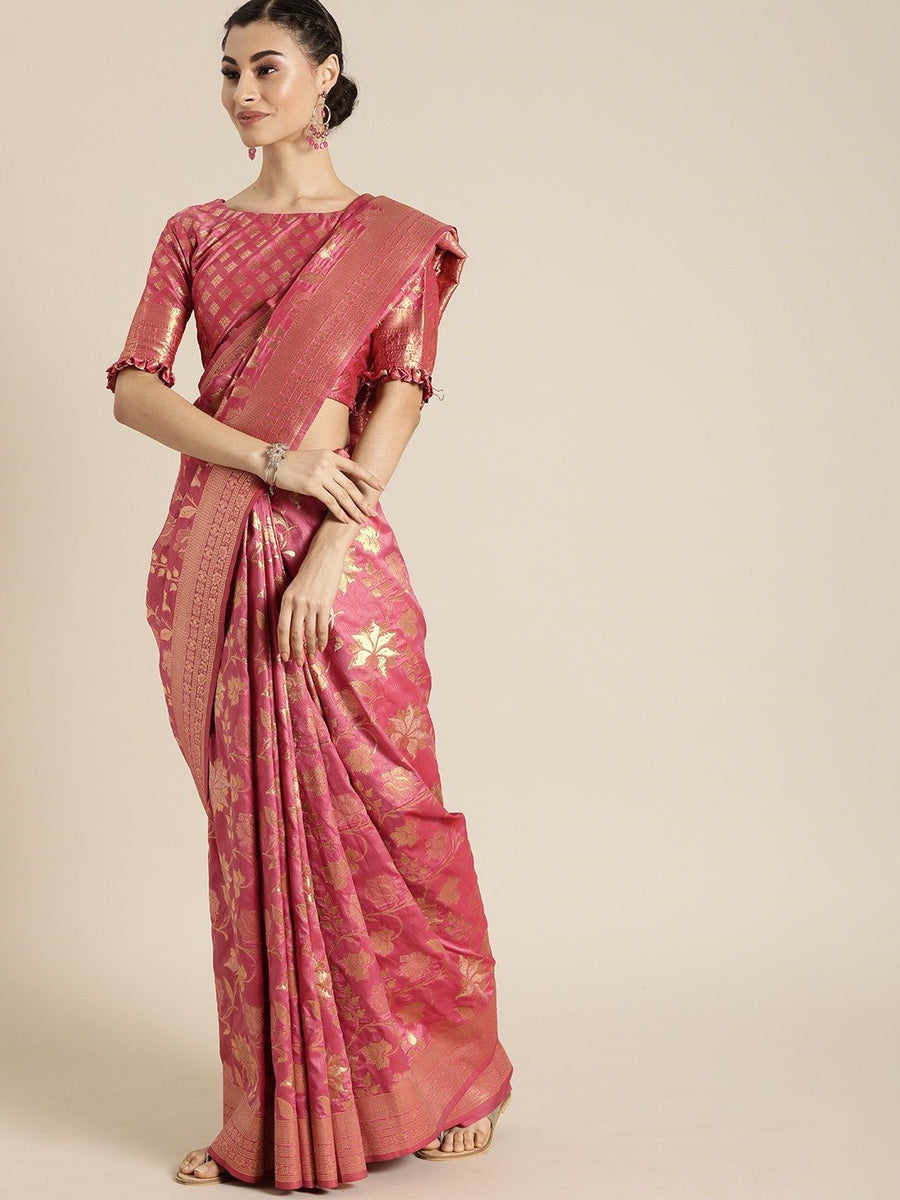 KALINI Woven Design Zari Silk Blend Banarasi Saree - Absolutely Desi