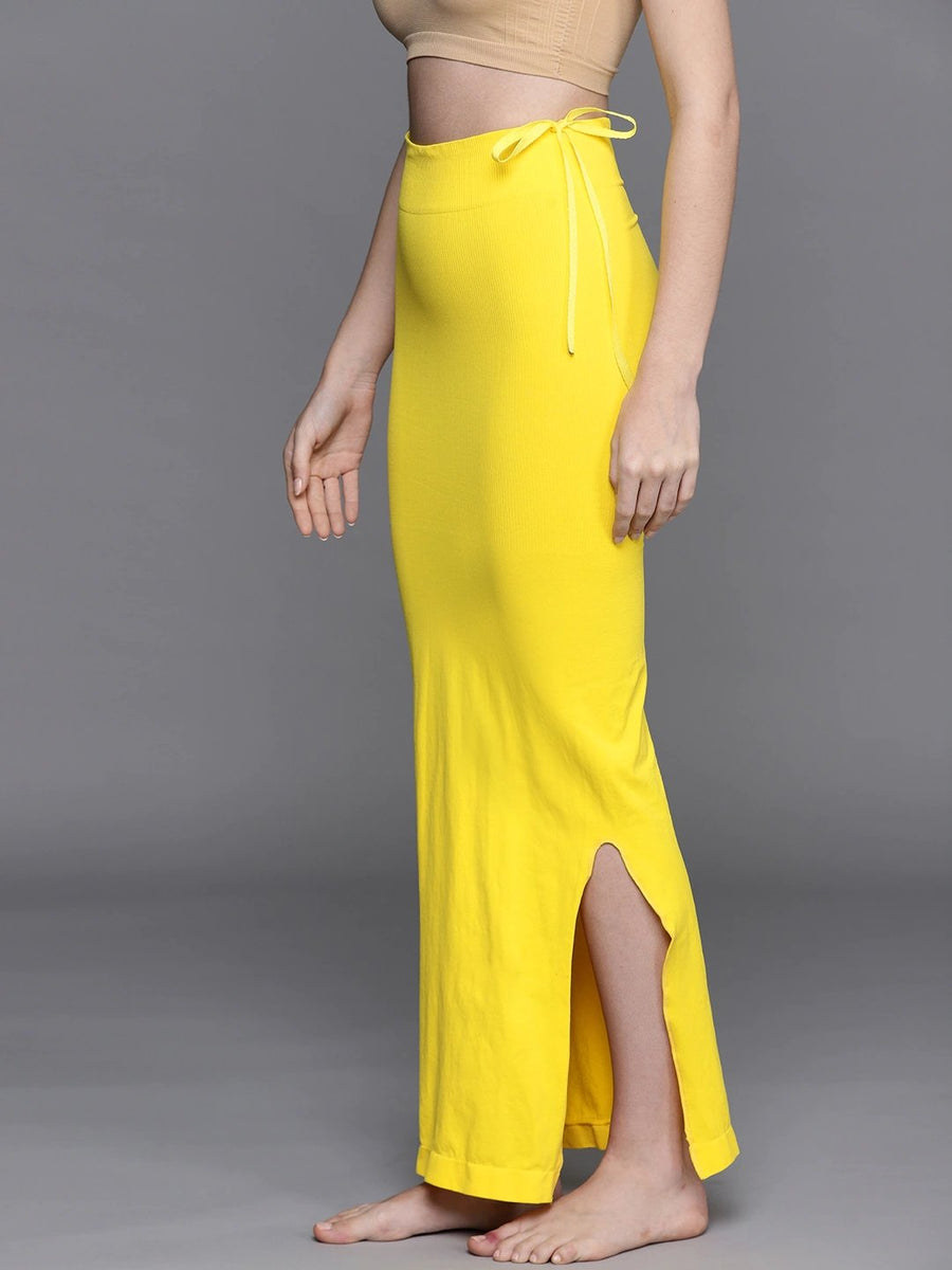 Women Yellow Solid Saree Shapewear
