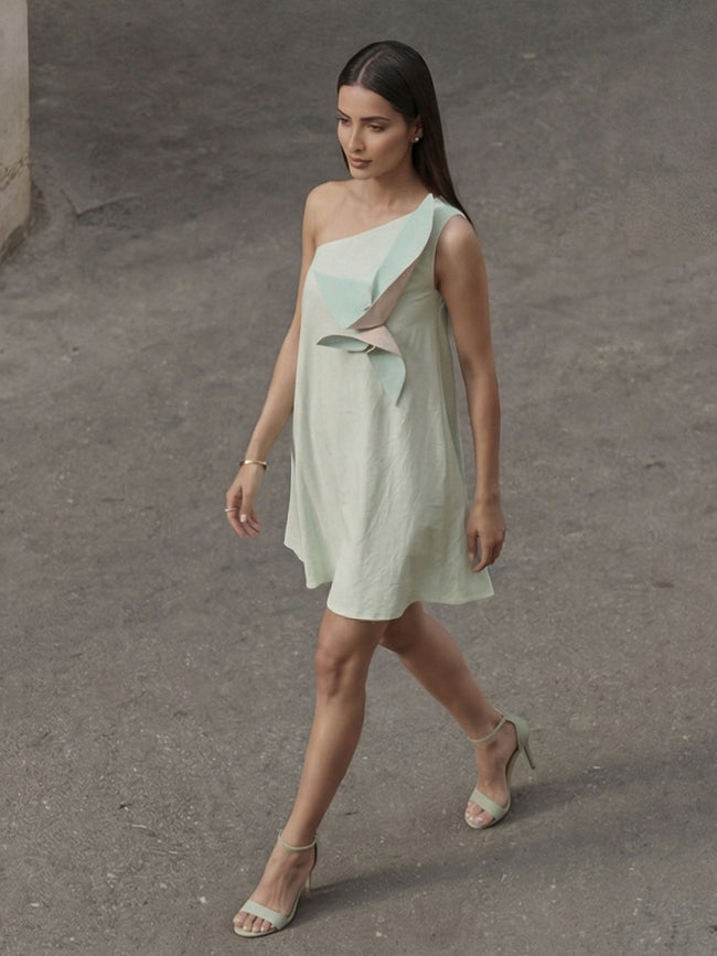 Mint Green Cotton Floral Summer A-Line Indo Western Dress Inddus.in Mint Green Cotton Floral Summer A-Line Indo Western Dress Inddus.in