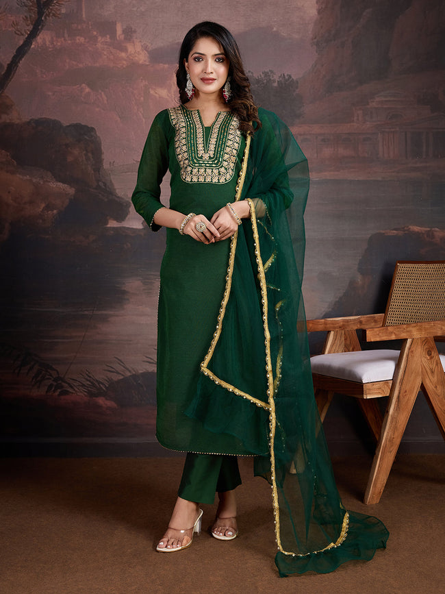 Notch Neck Embroidered Straight Kurta