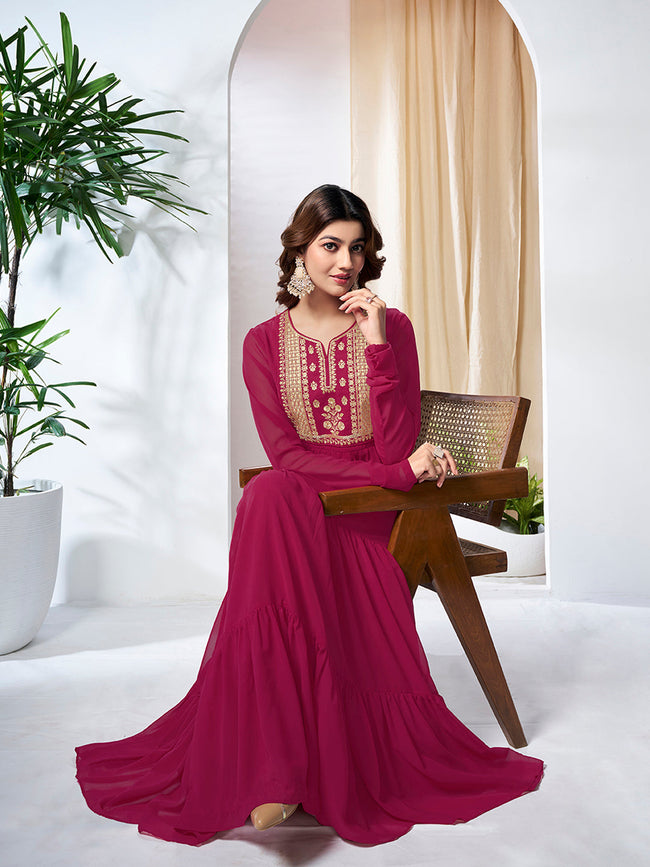 Embroidered Tiered Maxi Dress– Inddus.in