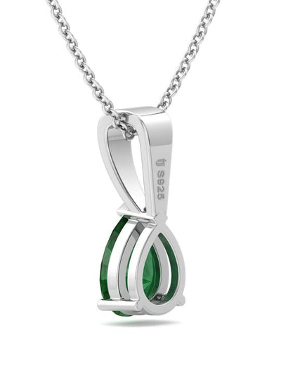925 Sterling Silver Rhodium-Plated Teardrop Shaped CZ-Studded Pendant With Chain - Inddus.in