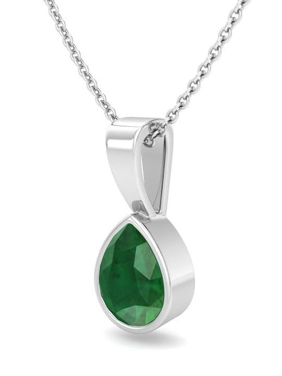 925 Sterling Silver Rhodium-Plated Teardrop Shaped Pendant With Chain - Inddus.in