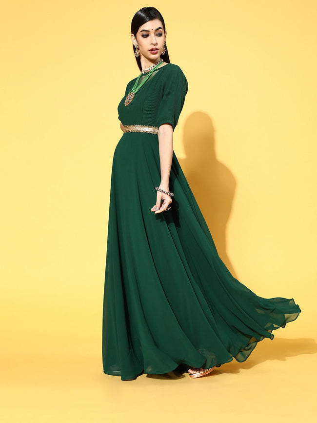Sage Green Designer Heavy Embroidered Net Wedding Anarkali Gown | Anarkali  gown, Gowns, Gown party wear