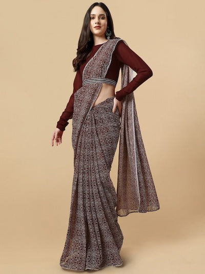 Bandhani Printed Saree and Belt With Blouse Piece - Inddus.in