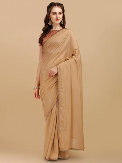 Beige & Rust Woven Design Silk Blend Saree - Inddus.in
