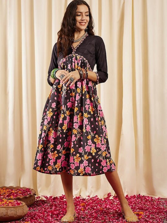 Floral print ethnic dresses clearance