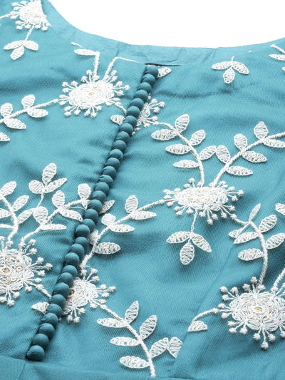 Blue Embroidered Anarkali - Inddus
