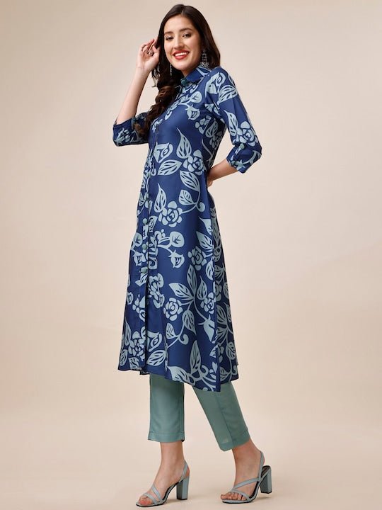 Latest Red Printed V-Slit Neck 3/4Th Sleeves A-Line Kurta With Pants Kurta Kurti  Design » BRITHIKA Luxury Fashion