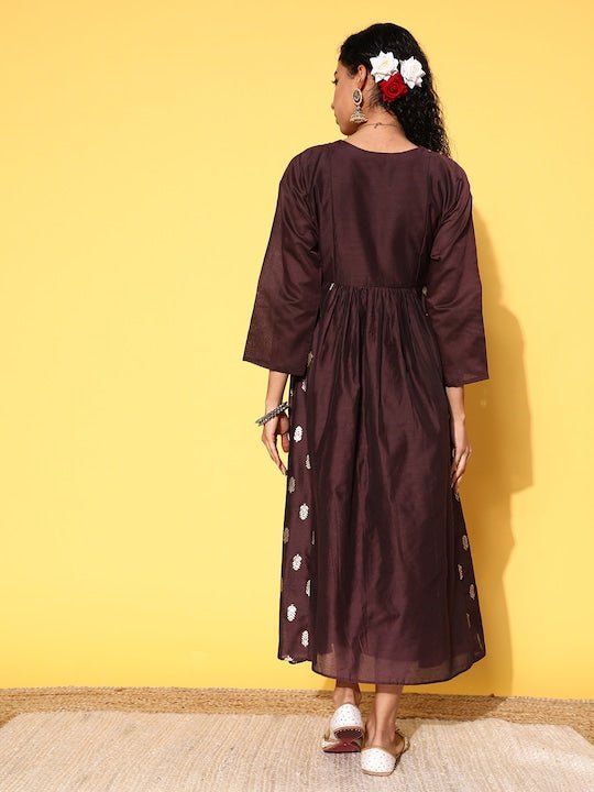 brown ethnic dress Plus Size Tessa Tunic Dress Burgundy 3X / Burgundy at Curvy Sense main image 0