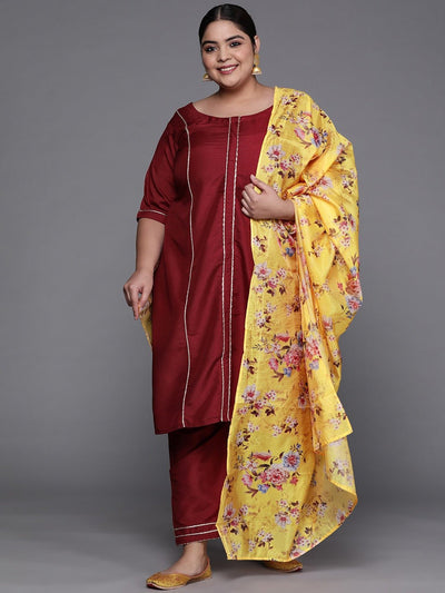 Copy of Women Mustard Yellow Beads and Stones Kurta with Palazzos & With Dupatta - Inddus.in