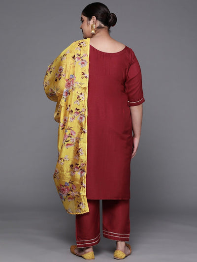 Copy of Women Mustard Yellow Beads and Stones Kurta with Palazzos & With Dupatta - Inddus.in
