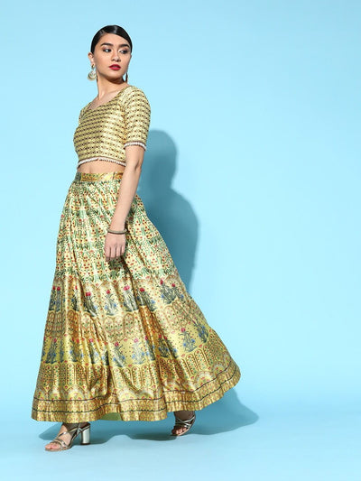 elegant-yellow-silk-blend-festive-lehenga-choli - Inddus