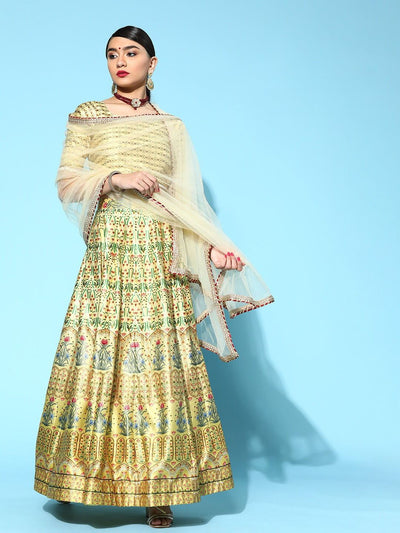 elegant-yellow-silk-blend-festive-lehenga-choli - Inddus