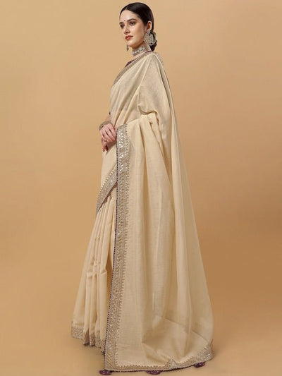 Embellished Sequinned Border Saree - Inddus.in