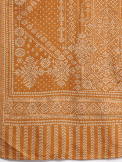 Mustard & Beige Printed Woven Pashmina Winter Wear Unstitched Dress Material
