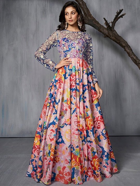 GEORGETTE FABRIC WITH HEAVY FLORAL PRINT LONG GOWN WITH DUPATTA at Rs 899  in Surat