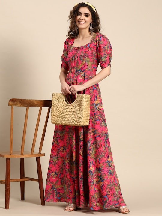 Printed Flared Maxi Dress | Maxi Dresses Online in India Inddus.in Printed Flared Maxi Dress | Maxi Dresses Online in India Inddus.in