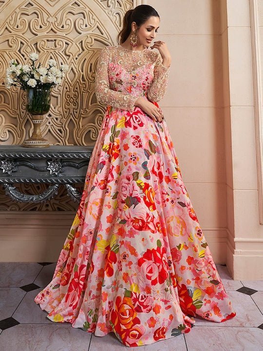 Gorgeous Ivory Lace A-line V-neck Floral Printed Long Prom Dresses PL3 –  Promnova