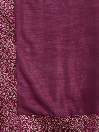 Inddus Purple Solid Silk Blend Saree - Inddus.in
