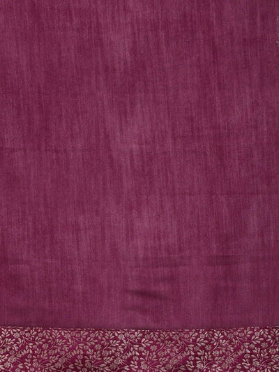 Inddus Purple Solid Silk Blend Saree - Inddus.in