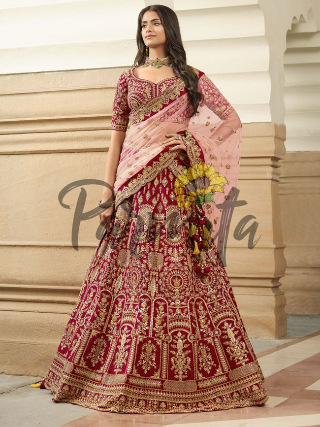 Embroidered shop lehengas online
