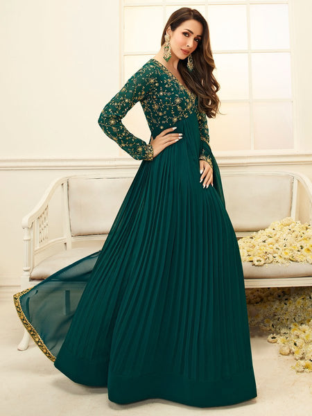 Buy Navy Blue Designer Embroidered Gown Style Anarkali Suit | Anarkali Suits