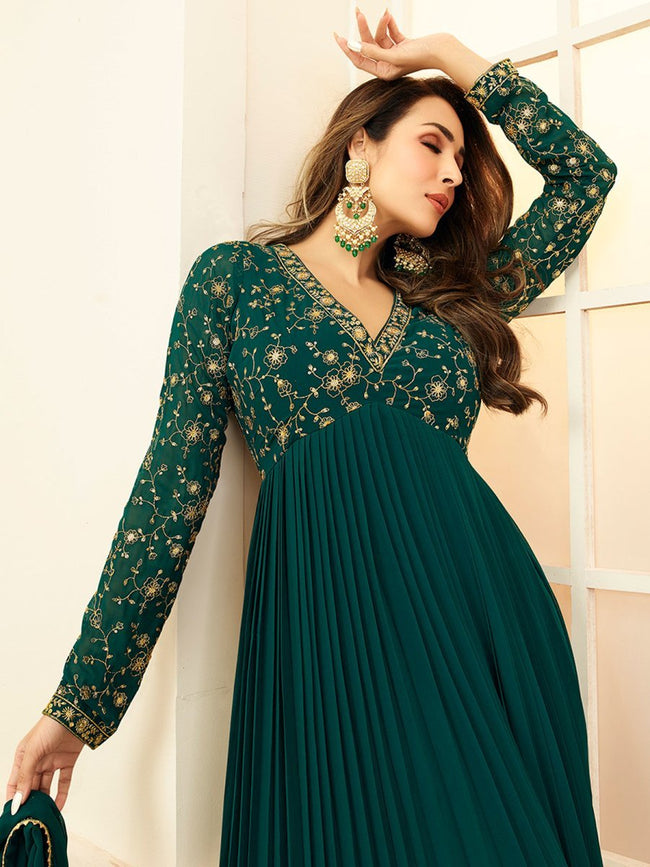 Green Floral Embroidered Anarkali Suit | Online Anarkali Suit Inddus.in Green Floral Embroidered Anarkali Suit | Online Anarkali Suit Inddus.in