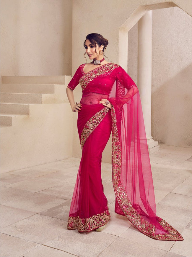 Magenta Color Embroidered New Design Saree