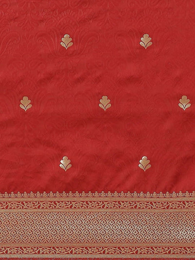 Maroon Silk Blend Traditional Saree - Inddus