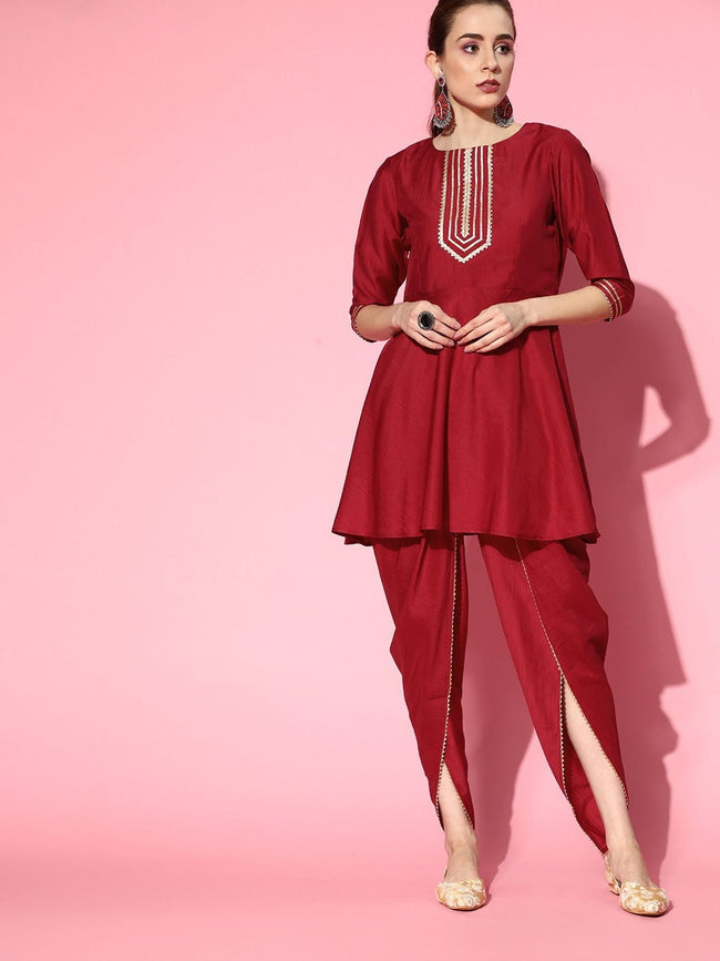 stylist maroon dhoti suit with digital printed shrug | Party wear dresses,  Kurti designs party wear, Dress indian style