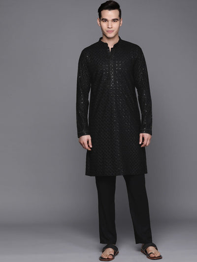 Men Embroidered Chikankari Rayon Kurta with Trouser - Inddus.in