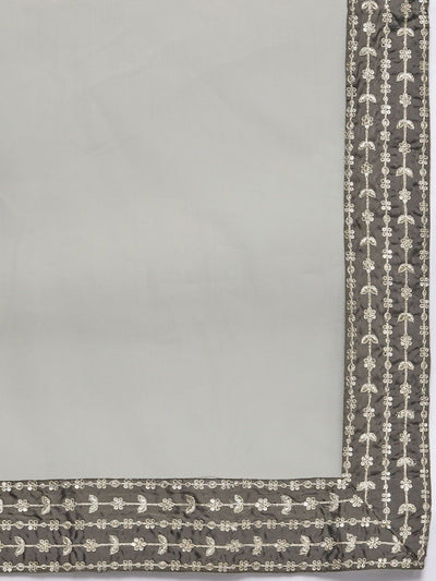 Metallic Taupe Embroidered Kurta - Inddus