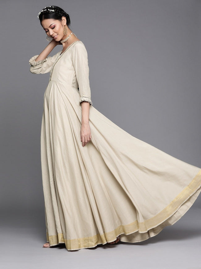Delicate IndoWestern Designer Cocktail Wear White Net Silk Lengha Gown