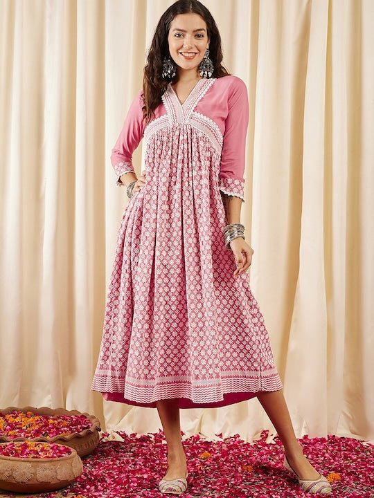 Pink ethnic hot sale dress