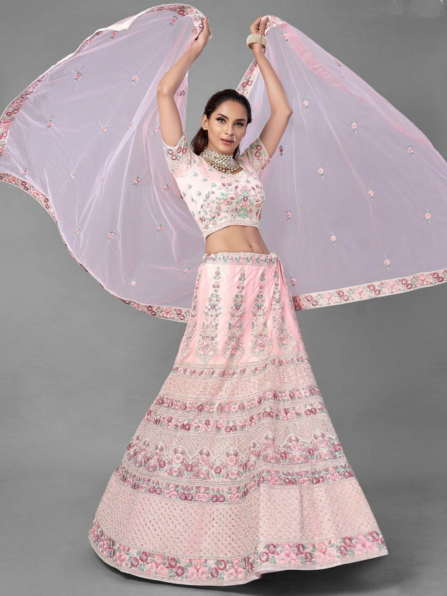 Buy Exotic Pink Net Partywear Lehenga Choli