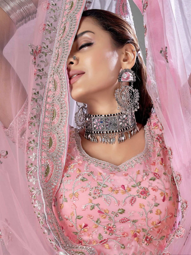 Buy Designer Multi Colour Silk Mirror Work Readymade Bridal Lehenga Choli  for Wedding Online : USA, UK -