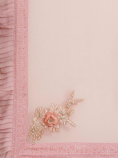 Pink Solid Organza Saree - Inddus