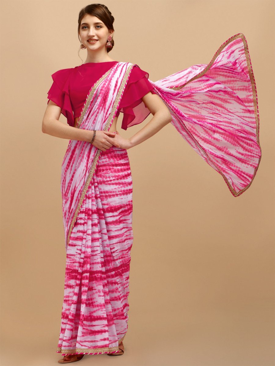 Light Pink Tie And Dye Saree | Leemboodi