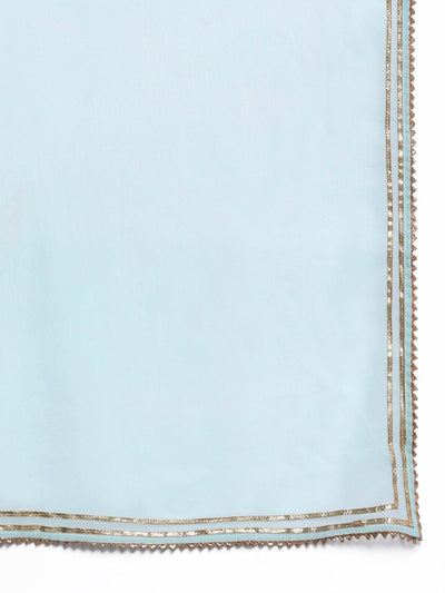 Powder Blue Sequin Embroidered Kurta Set - Inddus