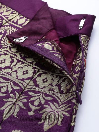 Purple Silk Blend Woven Lehenga Choli - Inddus