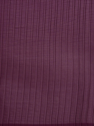 Purple Solid Silk Blend Saree - Inddus