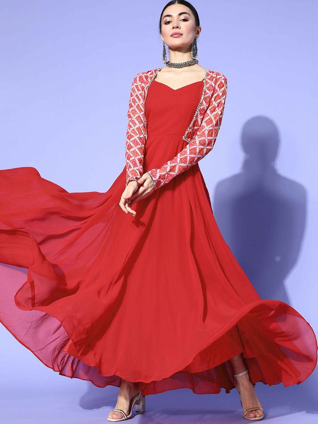 Shop Red & Green Cape Gown for Women Online from India's Luxury Designers  2024