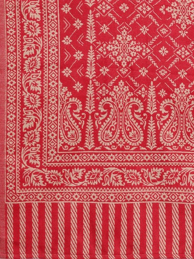 Red Woven Design Pashmina Winter Wear Unstitched Dress Material - Inddus.in