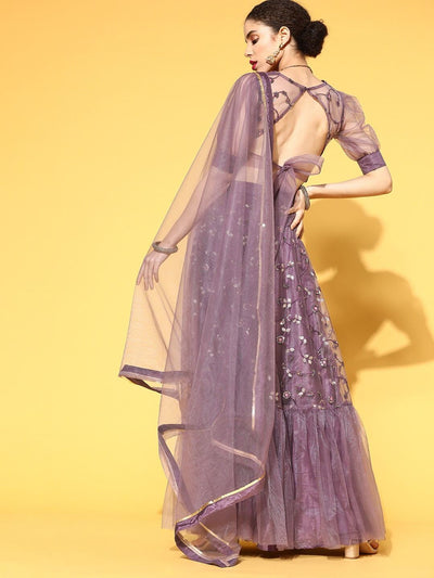 redefined-purple-net-wedding-lehenga-choli - Inddus