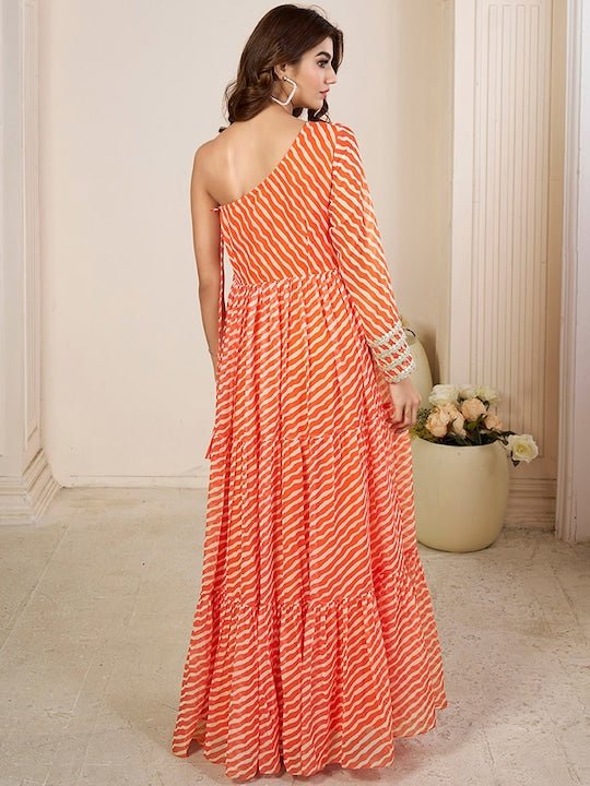 off shoulder maxi dress online india Striped Off Shoulder Maxi Ethnic Dress Inddus.in