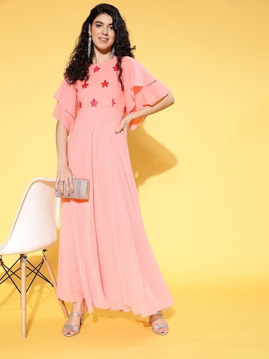 Serene Hill Pink One-Shoulder Cape Sleeve Evening Dresses Gowns 2022 –  SERENE HILL