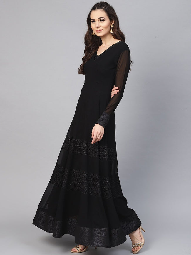 Black Anarkali Suit In Georgette Silk With Plain – ReplicaVilla