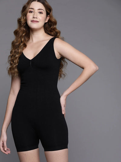 Women Black Solid Camisole Bodysuit Shapewear - Inddus.in