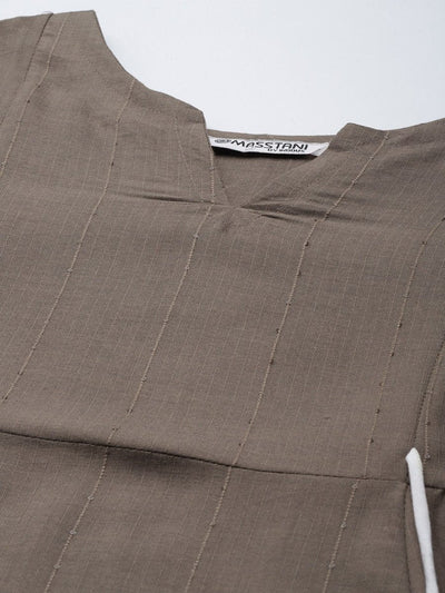 Women Brown Solid Angrakha Kurta - Inddus.in